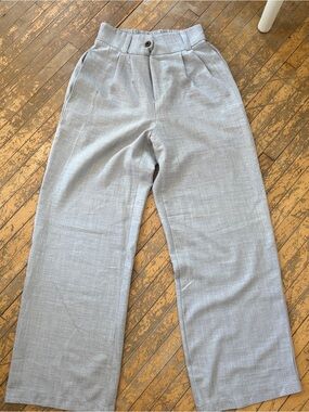 Monteau Light Gray Lightweight Wide-Leg Trousers Size Small